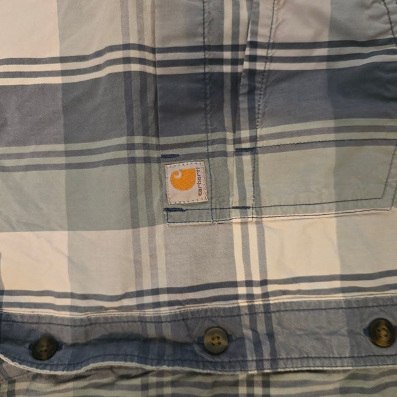 Carhartt Relaxed Fit Blue Plaid Short Sleeve Button Down Shirt Men’s XL - Picture 2 of 6